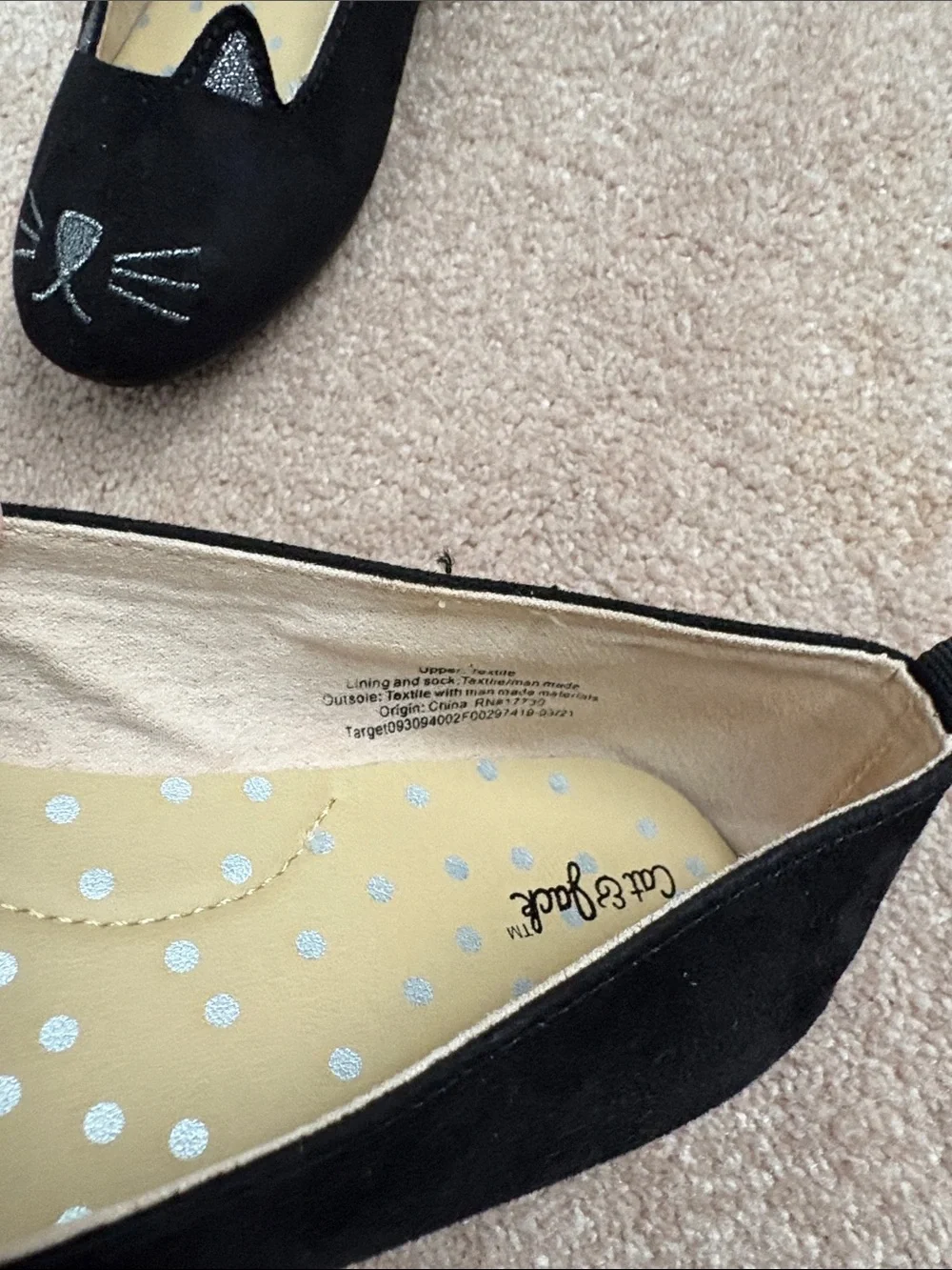 Cat & Jack Black Cat Face Slip-On Flats